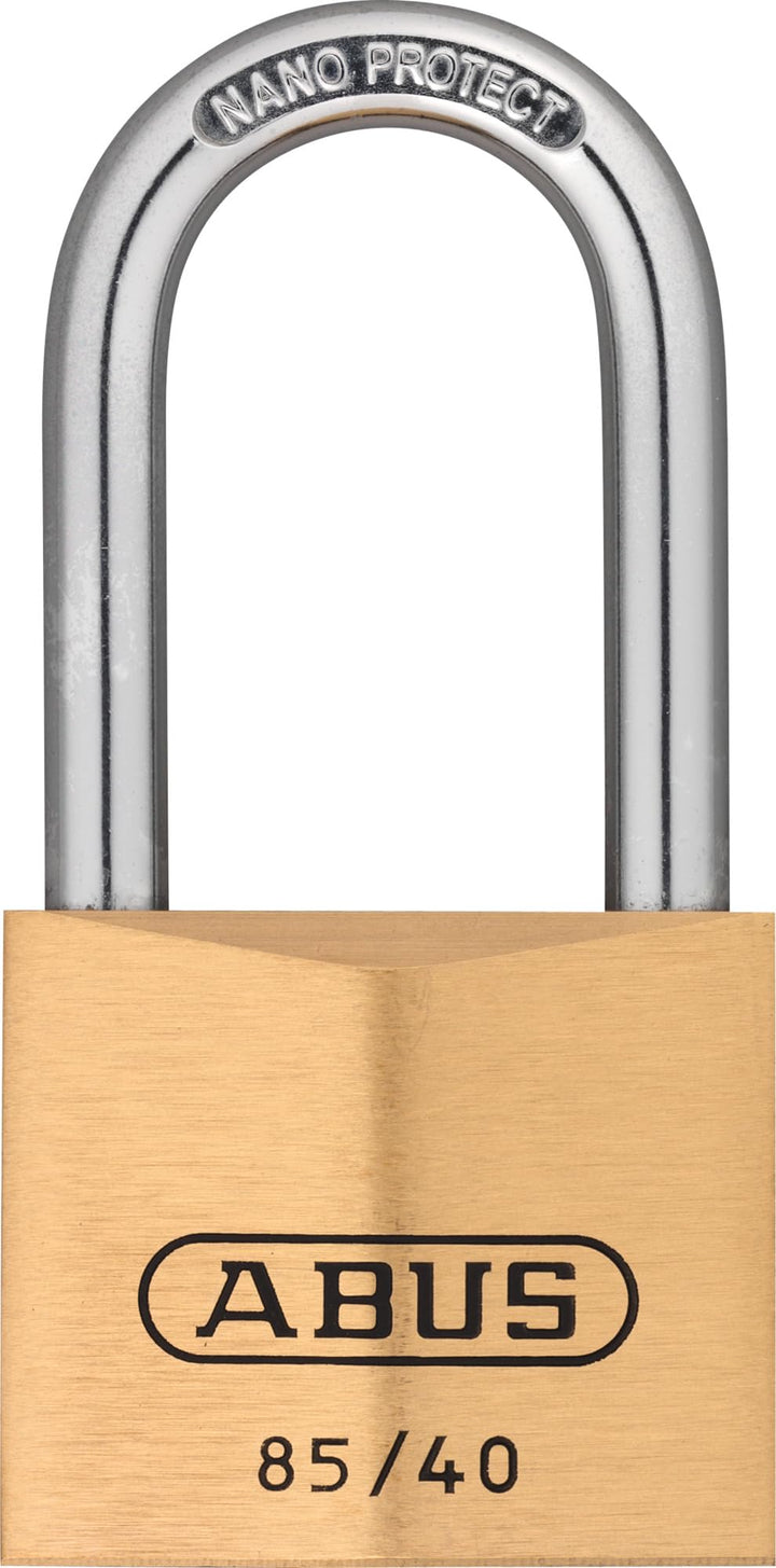 ABUS Vorhängeschloss Messing 85/40HB40 - mit hohem Bügel - für Kellertüren, Schuppen u. v. m. - wett