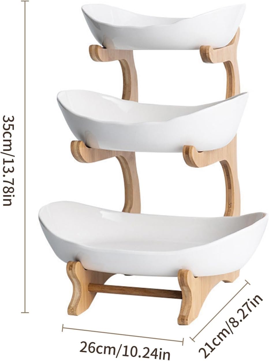 Dreifach-Obstschale, Platzsparende Obstschale, Snackschale, Obst Etagere Obstschale, Haushalt, Holzs