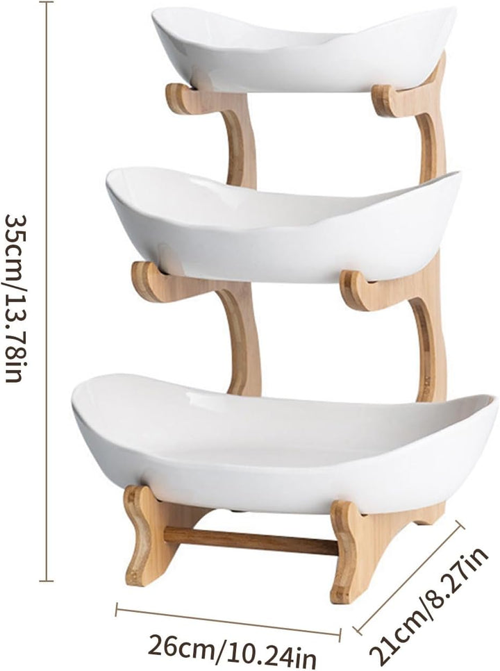 Dreifach-Obstschale, Platzsparende Obstschale, Snackschale, Obst Etagere Obstschale, Haushalt, Holzs