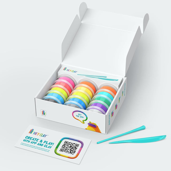 HEY CLAY - 15 Dosen lufttrocknende Knete für Kinder ab 3 Jahren - Kreatives Bastelset - Modelliermas