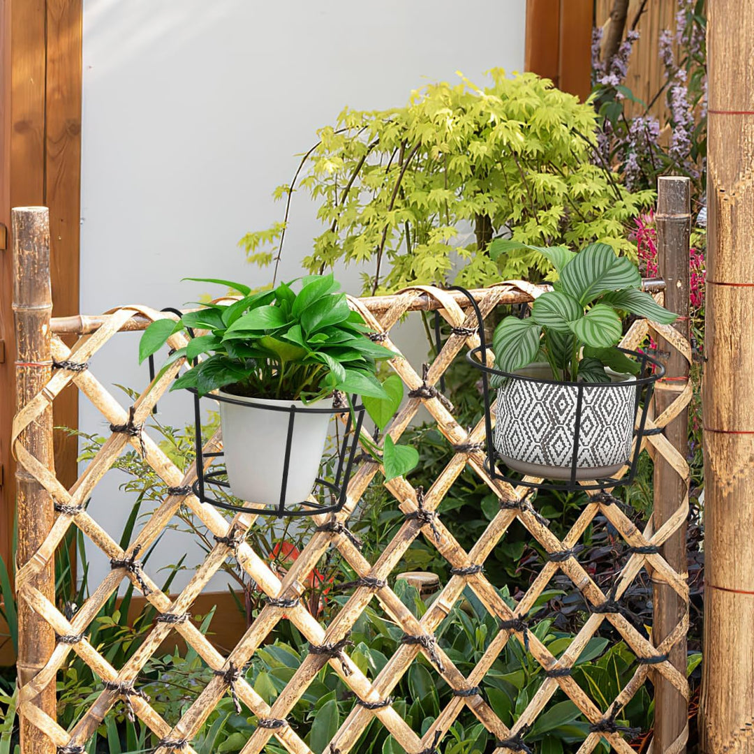 YARNOW 5er Pack Blumentopfhalter Hängend für Balkon Geländer Eisen Pflanzkorb Schwarz Blumenständer