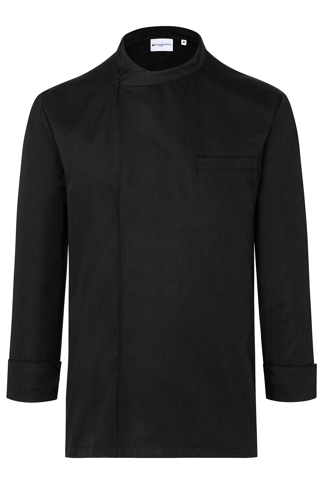 Karlowsky Langarm Überwurf-Kochhemd Basic Damen Herren Unisex 65% Polyester / 35% Baumwolle, Schwarz