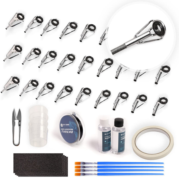OJY &amp; DOIIIY Angelrutenspitzen-Reparatur-Set mit Kleber, komplettes Zubehör für Angelrutenspitze, Er