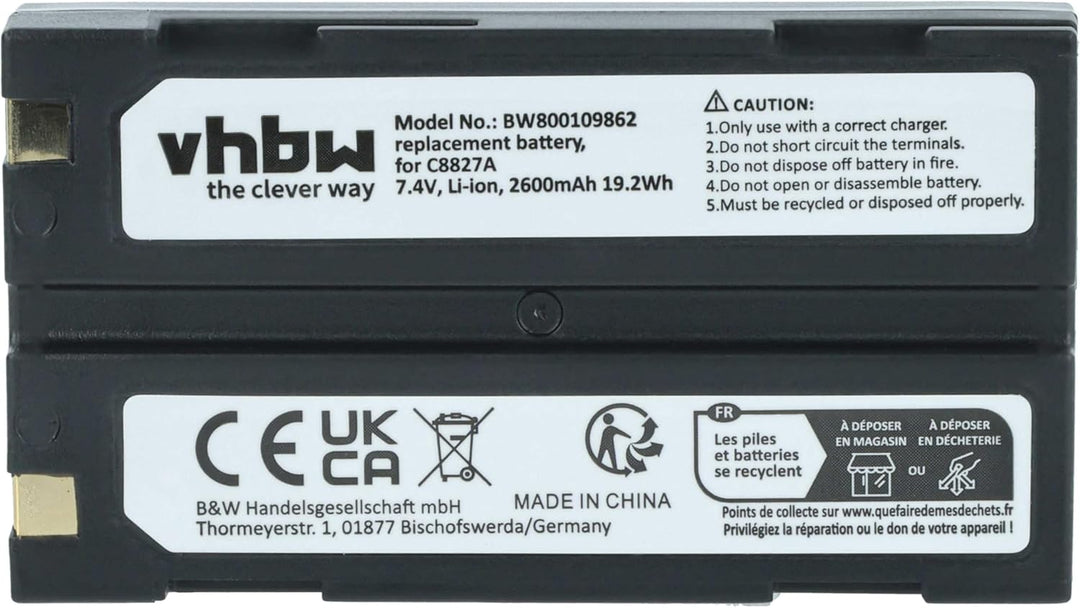 vhbw Akku kompatibel mit Survey Equipment Kamera (2600 mAh, 7,4 V, Li-Ion)