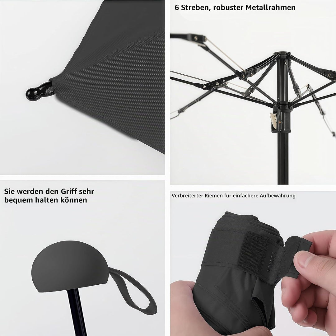 BAODINI Reise-Mini-Regenschirm für Geldbörse mit Etui – kleiner kompakter UV-Regenschirm, Sonnenschu