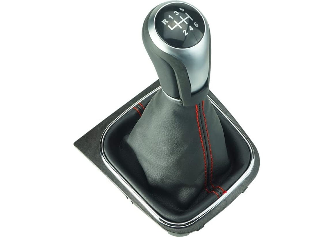 Do!LED Schaltknauf Schaltsack Rahmen Schwarz 6 Gang rote Naht Dark Version kompatibel/Ersatzteil für