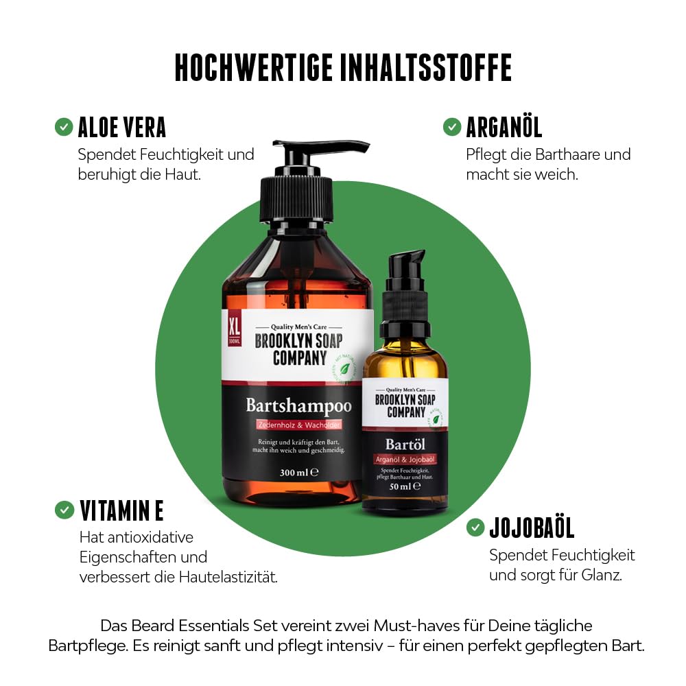 Bartpflege Set für Männer - Brooklyn Soap Company Beard Essentials Bundle - mit Bartöl 50 ml & Barts