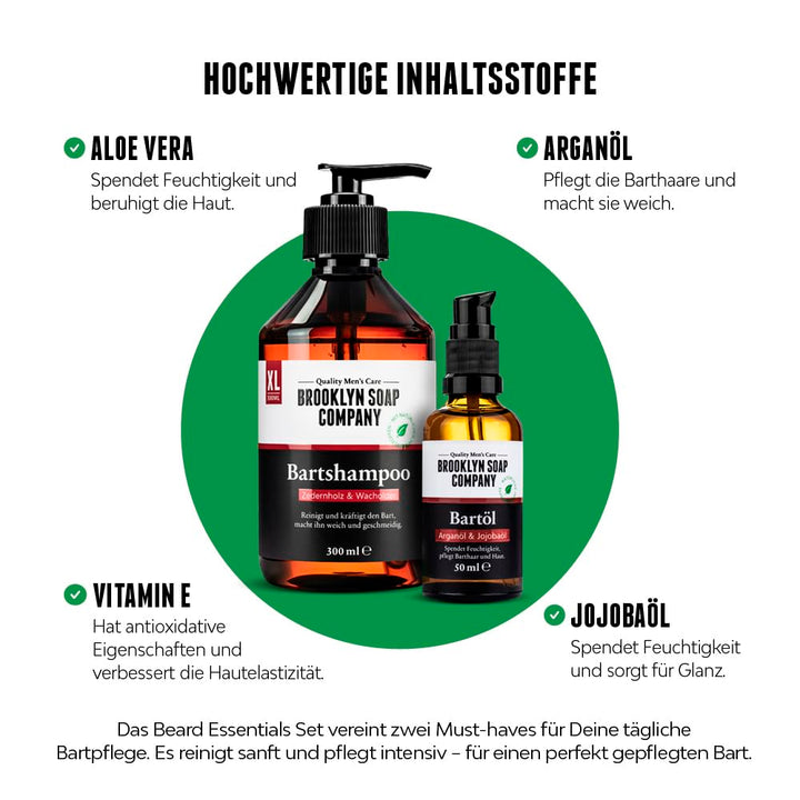 Bartpflege Set für Männer - Brooklyn Soap Company Beard Essentials Bundle - mit Bartöl 50 ml & Barts