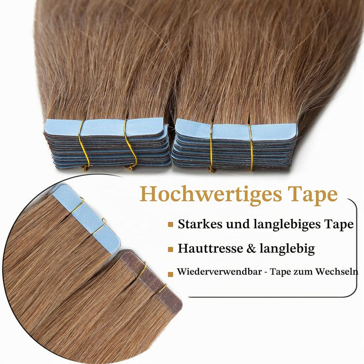 SEGO 40 Stück Tape in Extensions Echthaar Klebeband Haarverlängerung 100% Remy Human Haar Haarteil (