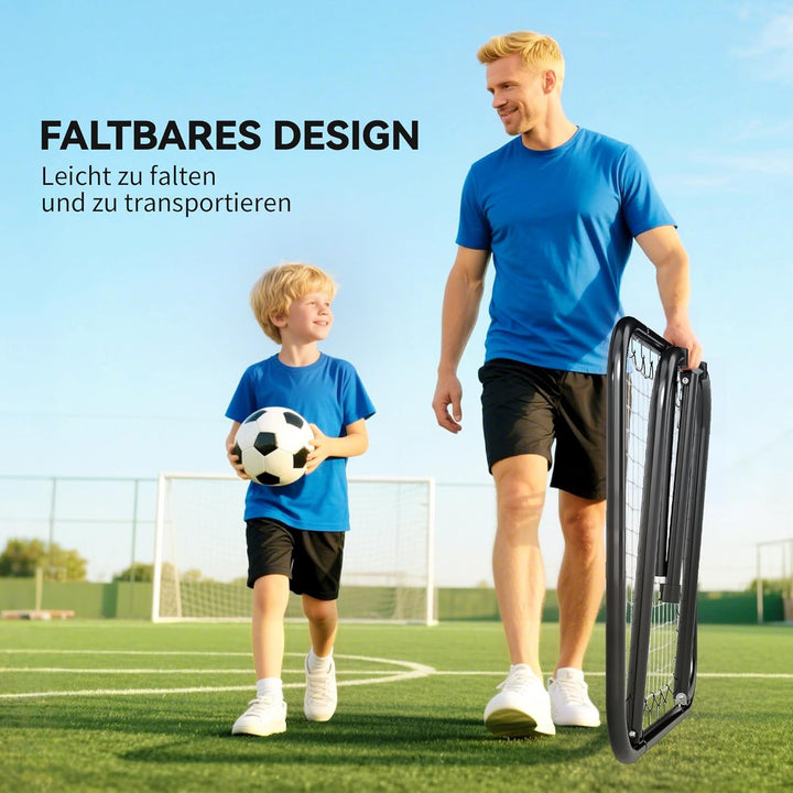 HOMCOM Rebounder für Fussball, 78 x 84 cm Prellwand mit Heringen, verstellbar in 5 Stufen, tragbar,
