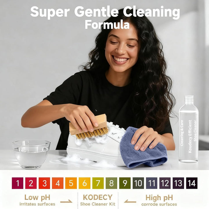Schuhputzsets Sneaker Cleaner – 300ML Weisse Sneaker Reiniger mit 3 Schuhbürste, Radiergummi und Han