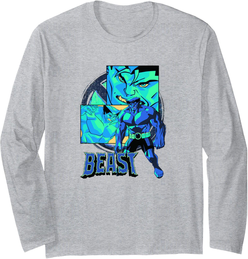 Marvel X-Men Beast Collage Panel Logo Langarmshirt