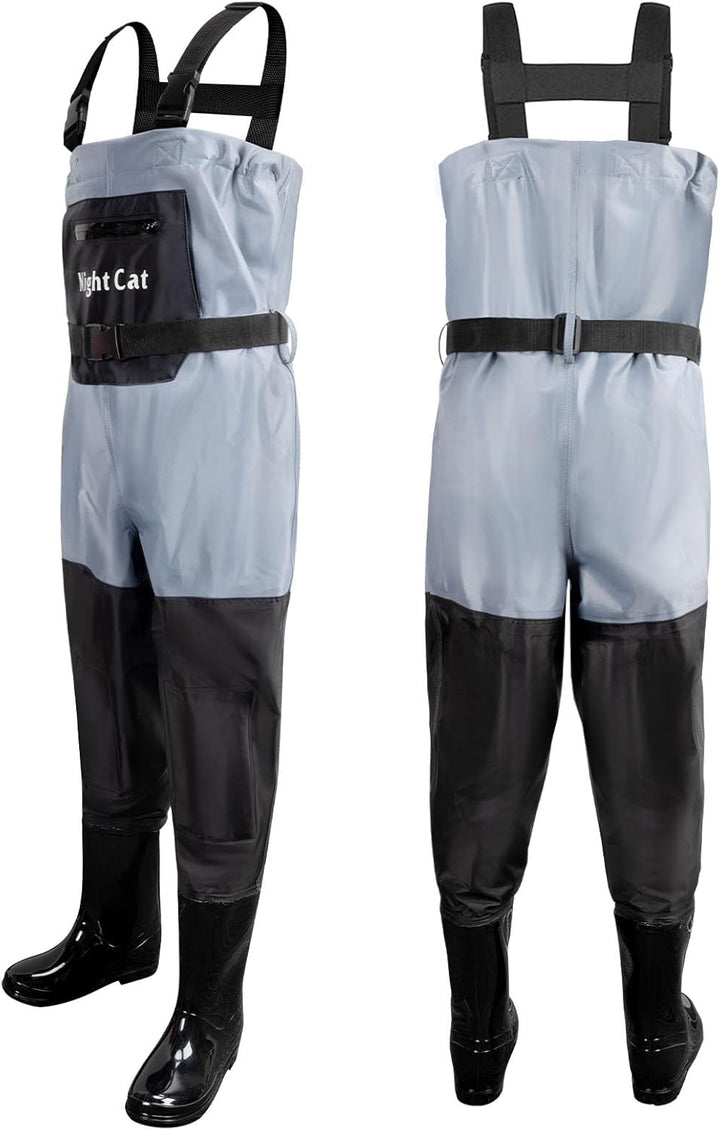 Night Cat Wathose Für Kinder Wathose mit Stiefeln wasserdichte Atmungsaktive Crosswater Waders Blau