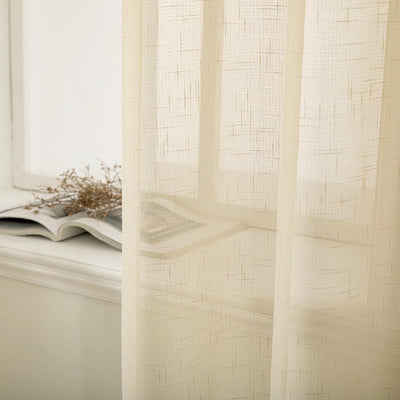 MIULEE 2er Set Voile Vorhang Sheer Leinenvorhang mit Ösen Transparente Leinen Optik Gardine Ösenscha
