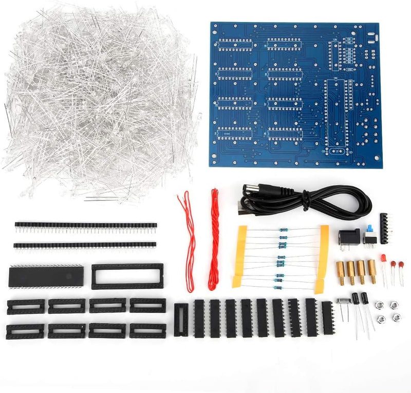 3D LED Würfel Lichtwürfel Bausatz 8x8x8 Cm LED Lichtgruppenwürfel Bausatz Leuchtwürfel für Kinder/Ju