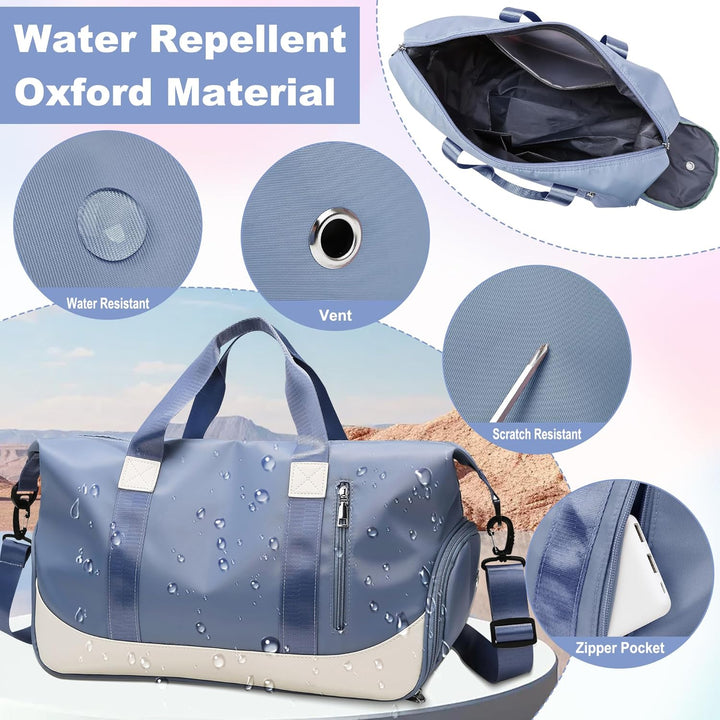 Sporttasche 40L mit Schuhfach Nassfach Faltbar Reisetasche für Damen Herren, Gross Wasserdicht Train