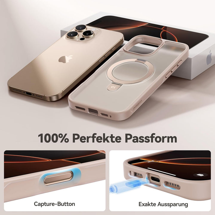 CASEKOO MagicStand für iPhone 16 Pro Hülle mit MagSafe [Unsichtbarer Ständer] [MIL-STD-810H Militärs
