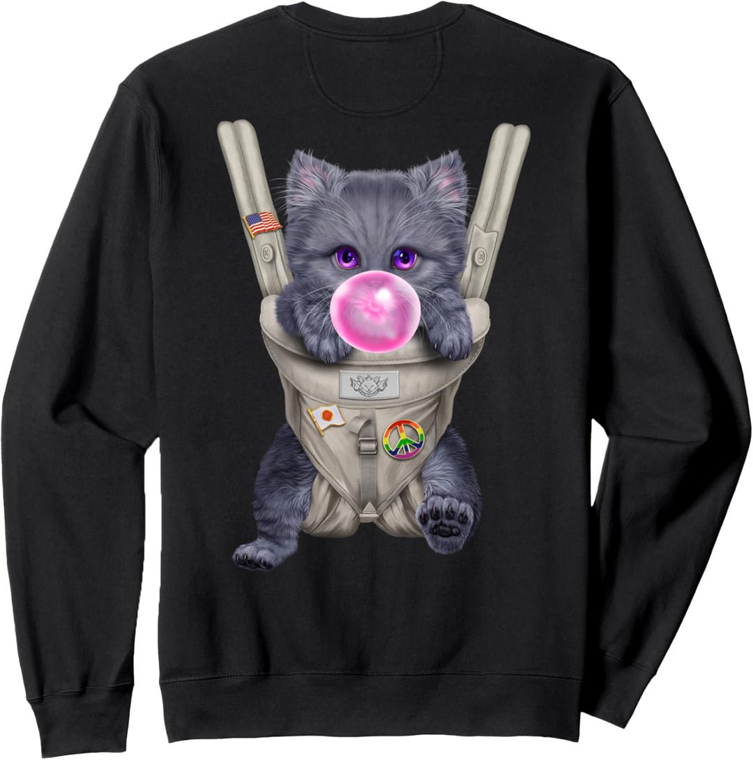 Russische blaue Katze mit Kaugummi in der Babytrage Sweatshirt