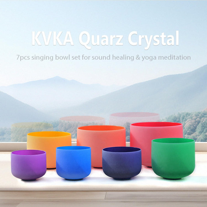 KVKA 432Hz Klangschale 6-12 Zoll Crystal Singing Bowls Colored Chakra Quartz Bowls for Sound Healing