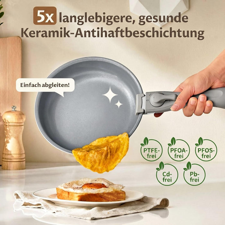 Pfanne Induktion 20, 24, 28 cm, Bratpfanne mit Antihaft-Keramikbeschichtung, Molekular gebondeter In