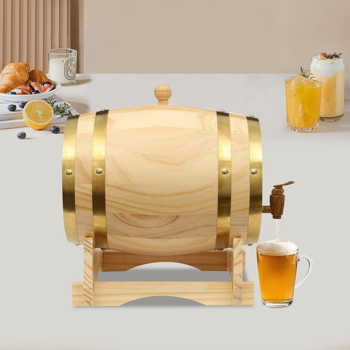MINRS Holzfass Klein Eichenfass 5L Whiskyfass aus Holz Eichenweinfass Whiskyfass mit Bock & Zapfhahn