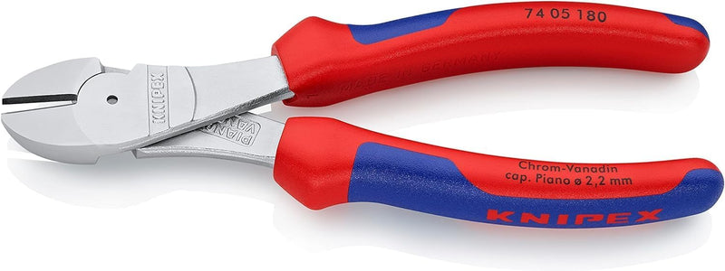 Knipex Kraft-Seitenschneider verchromt, mit Mehrkomponenten-Hüllen 180 mm 74 05 180 verchromt 180 mm