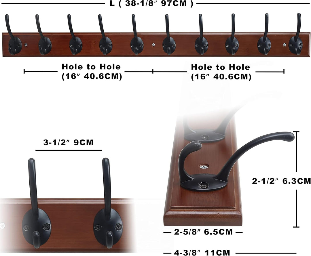 Dseap Garderobenleiste: 97cm lang robuste hakenleiste mit 10 haken, kleiderhaken wand, wandgarderobe
