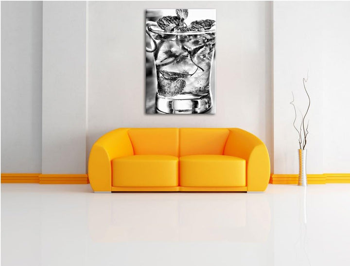 Cocktail mit Pfefferminz als Leinwandbild/Grösse: 100x70 / Wandbild/Kunstdruck/fertig bespannt, 100x