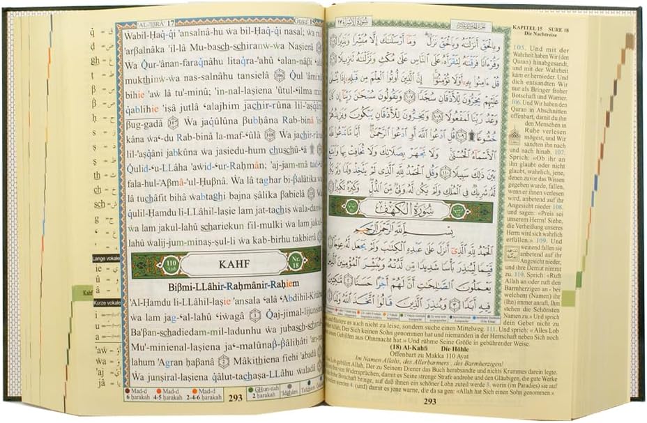 Tajweed Koran - Deutsche Bedeutung Übersetzung und Transliteration, Grösse:17×24 cm - Schwarz