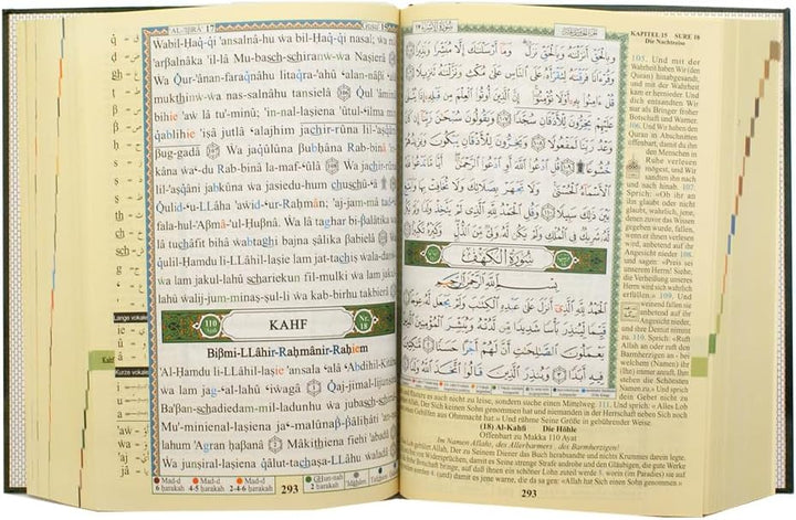 Tajweed Koran - Deutsche Bedeutung Übersetzung und Transliteration, Grösse:17×24 cm - Schwarz