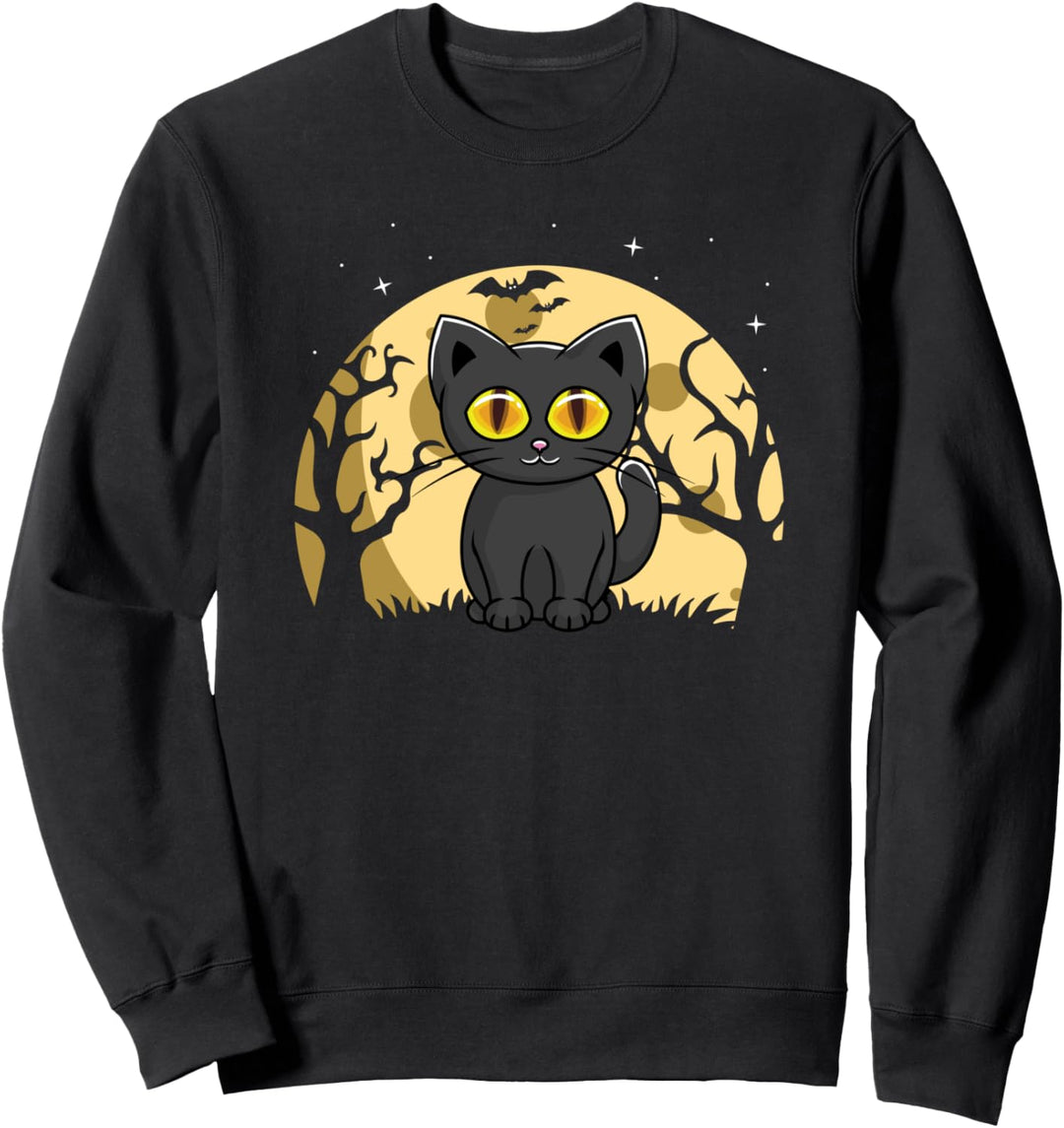 Kinder niedliche schwarze Katze Halloween-Geschenk Sweatshirt