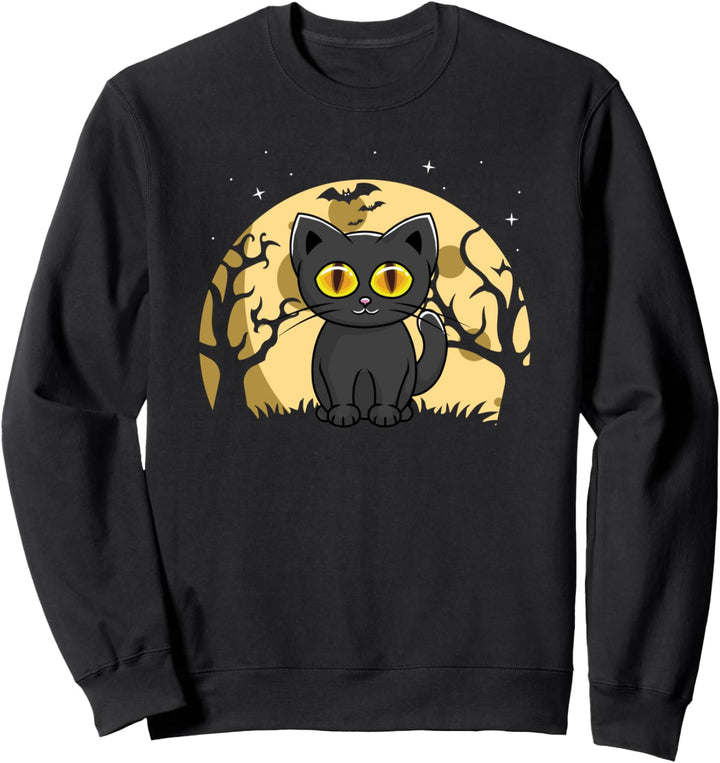 Kinder niedliche schwarze Katze Halloween-Geschenk Sweatshirt
