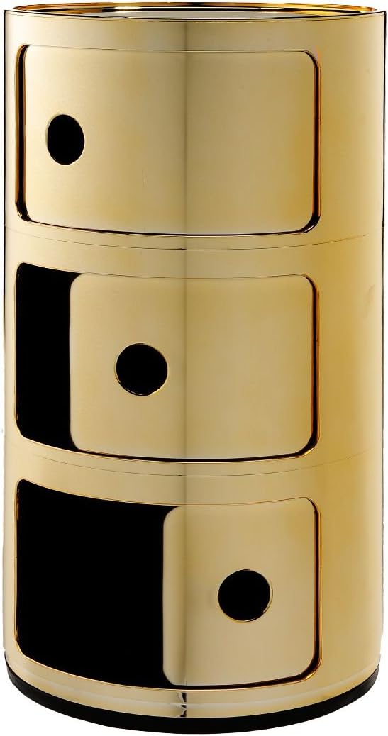 Kartell Componibili, 3 Elements, Gold, Runde Basis 3-fächer Gold, 3-fächer Gold