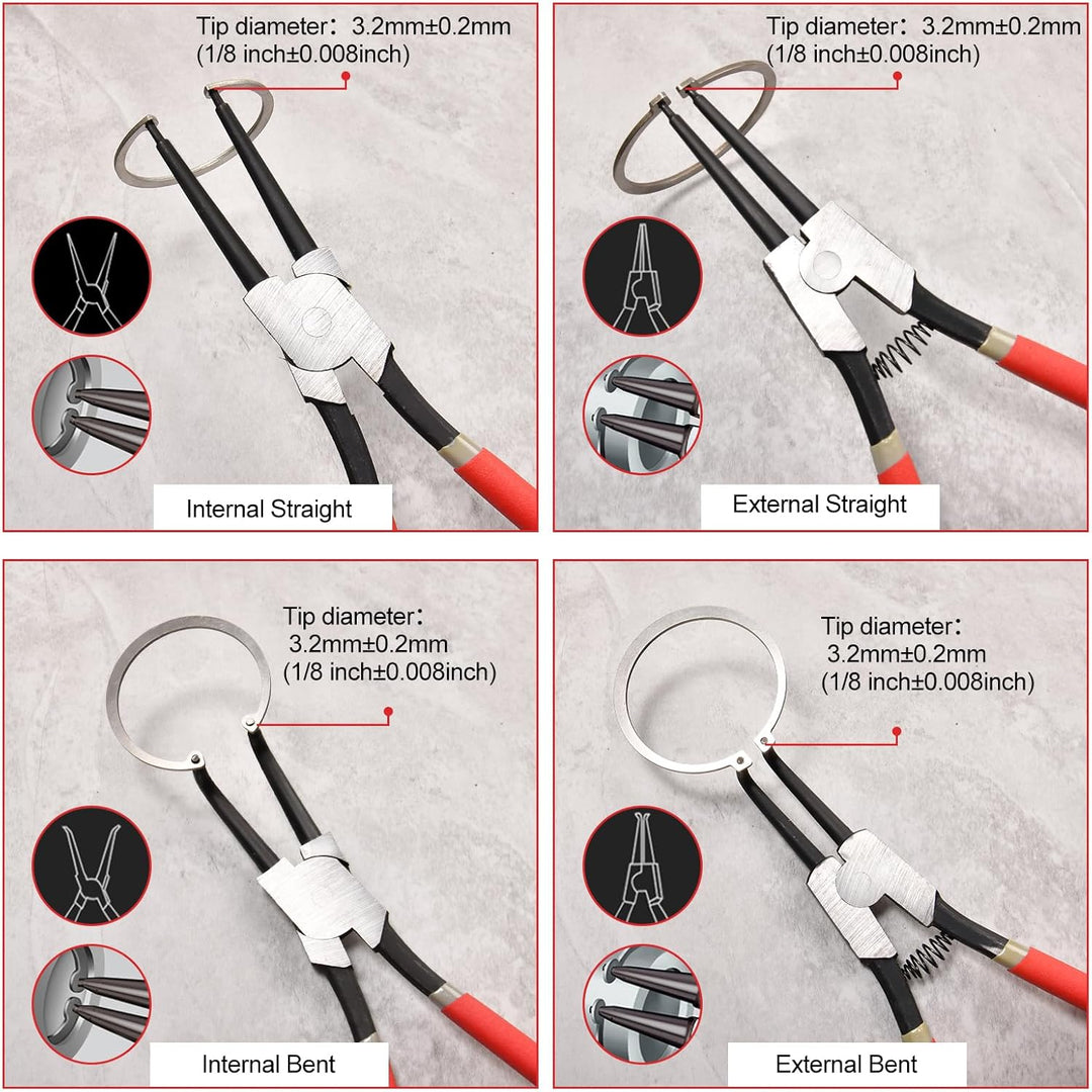 LEONTOOL Sprengringzange, 33 cm, strapazierfähig, externe Sicherungsringzange, gerade Backenspitze,