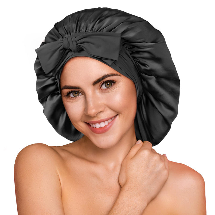 Umisleep 22 Momme Schlafmütze aus 100% Maulbeerseide, doppelseidige weiche Nachtmütze für lockiges H