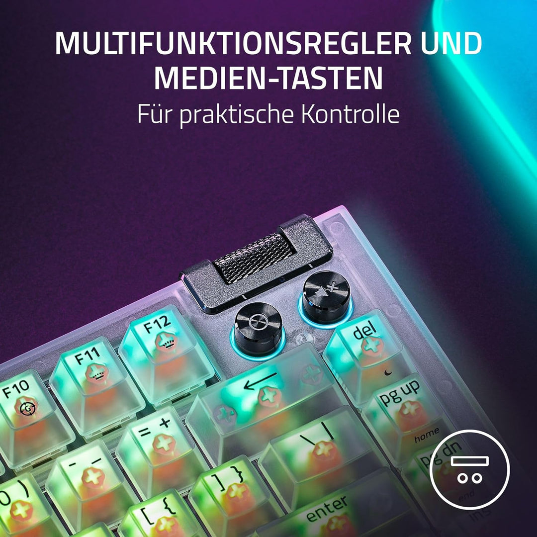 Razer BlackWidow V4 75% Phantom White - Hot-swap-fähige mechanische Gaming-Tastatur - Orange Tactile