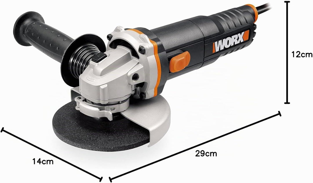 WORX WX712 Winkelschleifer 125mm, 860 W – Kompaktes Schleifgerät mit verstellbarem Griff plus vibrat