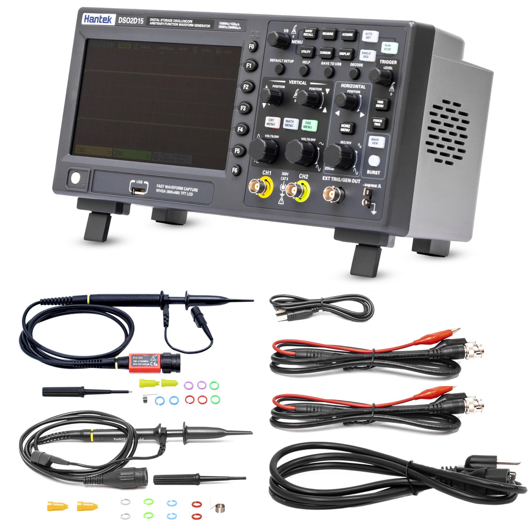 Hantek DSO2D15 Digital-Speicher-Oszilloskop, 150 MHz Bandbreite, 2-Kanal, 1 GSa/s, 8 m Speichertiefe