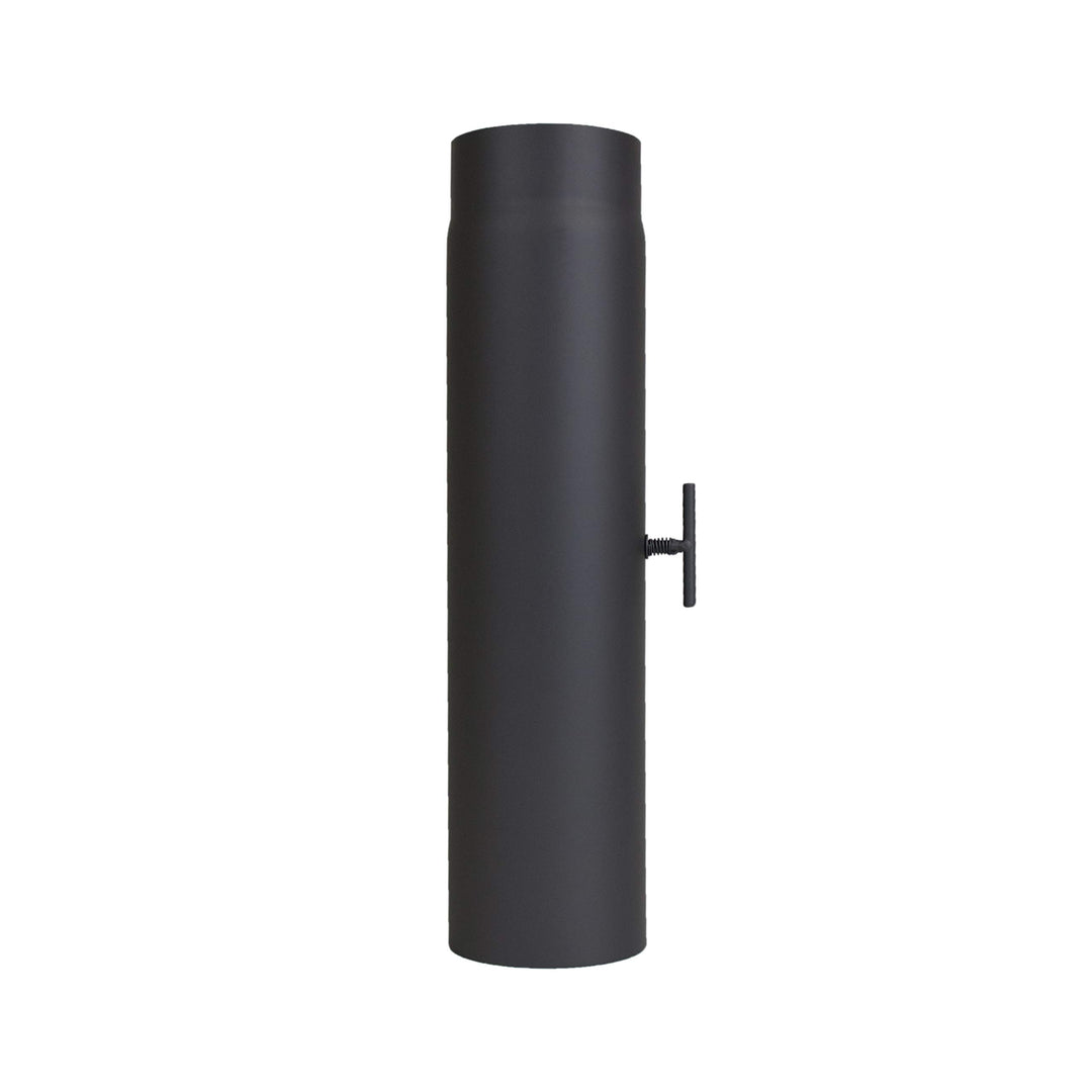Ofenrohr 500 mm Verlängerung mit Drosselklappe - im Durchmesser Ø 120 mm - Farbe: schwarz - Rauchroh
