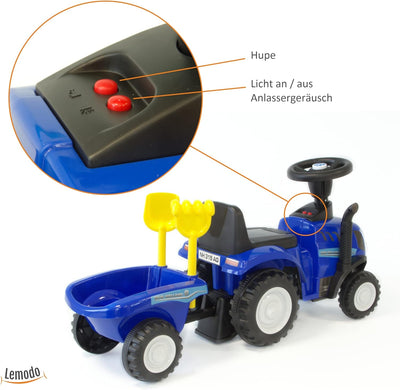 Rutschauto Traktor New Holland ab 1 Jahr | Kinderauto mit Anhänger | Rutschfahrzeug mit Schaufel und