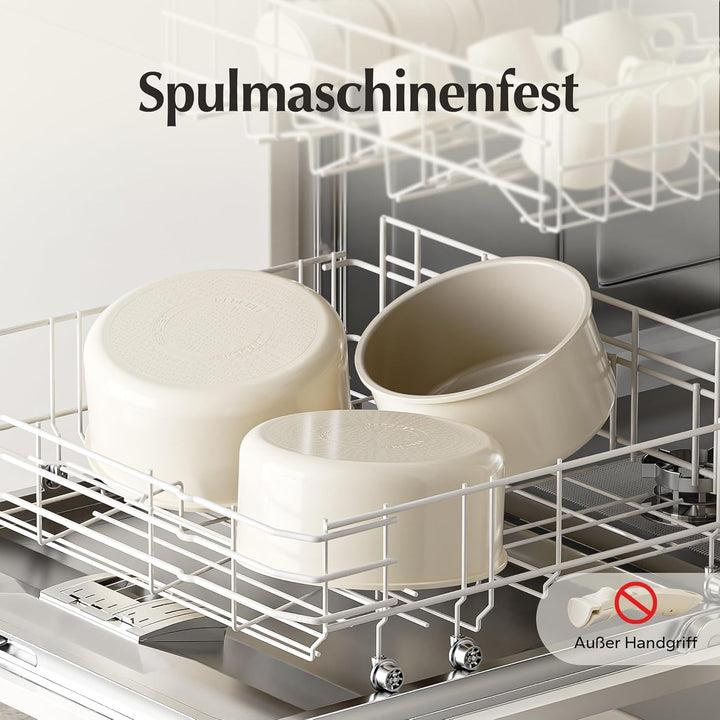 Redchef Töpfe Set mit Abnehmbaren Griffen, Antihaft Keramik Topfset 16/18/20cm und 3-IN-1 Verschluss
