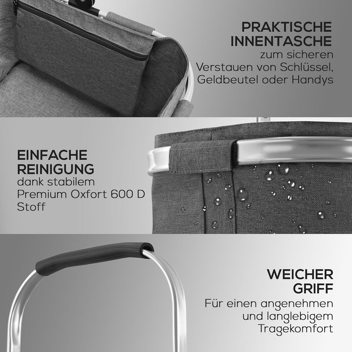 Selinchen® - Premium Einkaufskorb | Hochwertige Einkaufstasche faltbar und mit Aluminium Griff | Ide