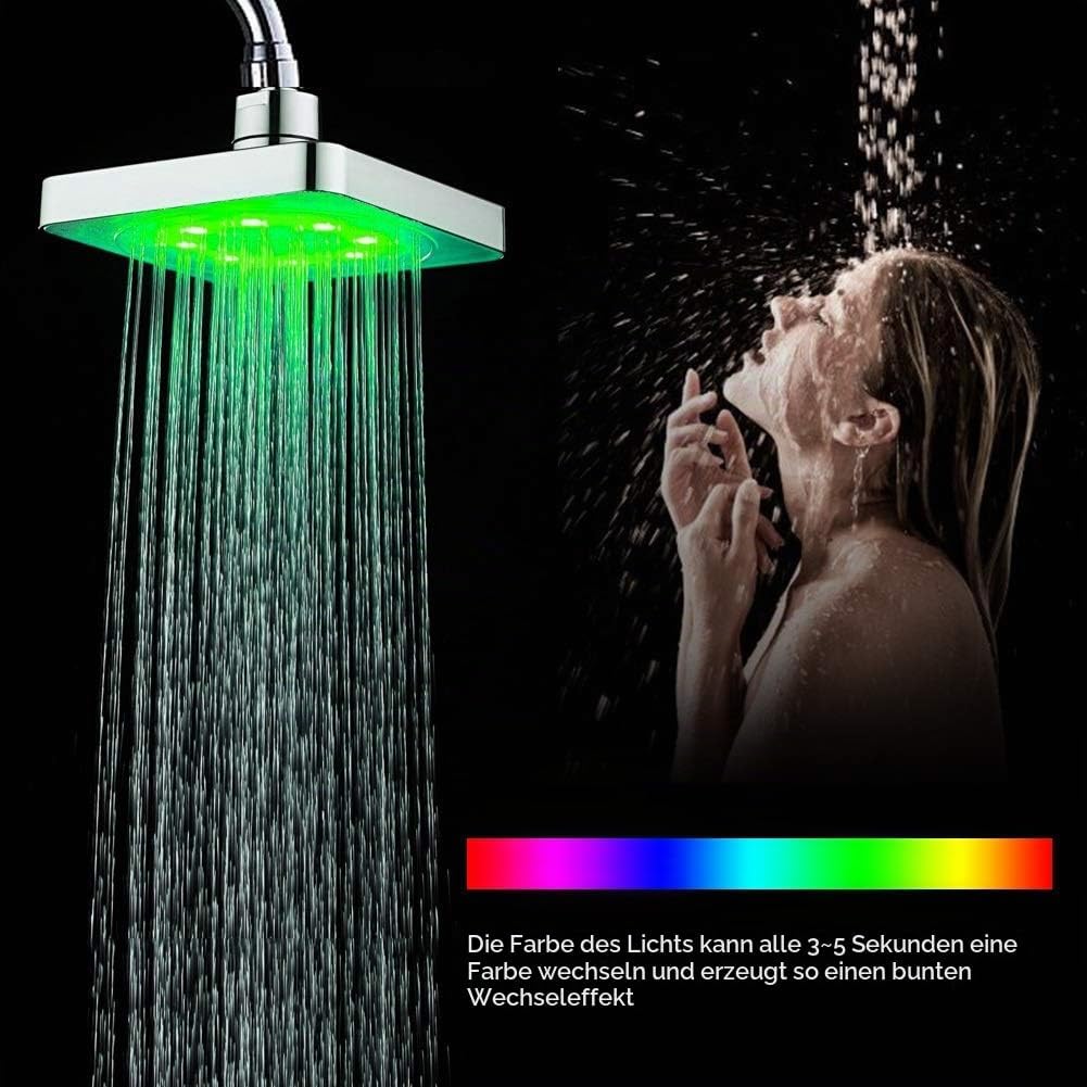 MAGT Kopfbrause Regendusche Duschkopf, 7 Farben LED Romantisches Licht Wasserbad Duschbrause Brausek