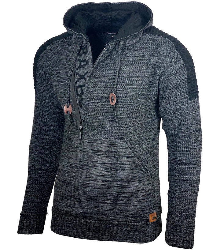 Baxboy Herren Strick-Pullover Kapuzenpullover Moderne Männer Pulli Grobstrick Strickjacke Winter-Fre