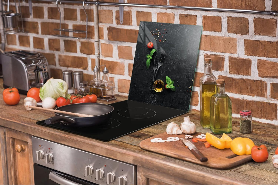 DarHaus Herdabdeckplatte einteilig 45x52 cm Ceranfeld Abdeckung Glas Spritzschutz Abdeckplatte Glasp