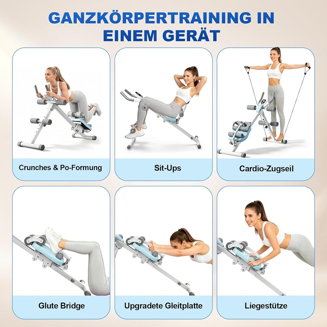 Bauchtrainer Bauchmuskeltrainer für Zuhause, Multifunktionale Verstellbarer Trainingsgerät für Ganzk