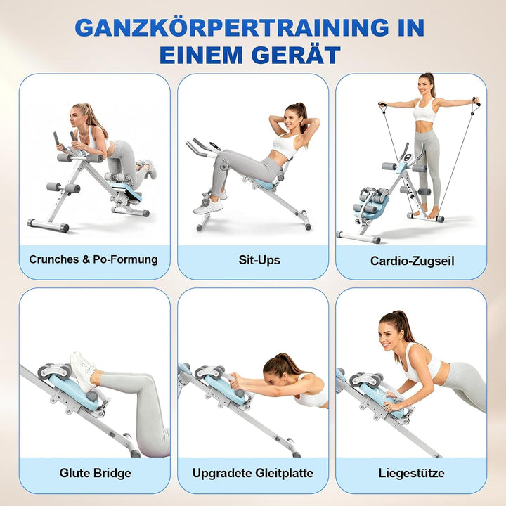 Bauchtrainer Bauchmuskeltrainer für Zuhause, Multifunktionale Verstellbarer Trainingsgerät für Ganzk