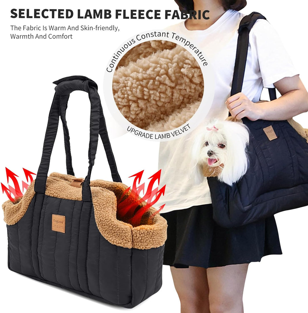 PETCUTE Tragetasche Hund und Katzen,Faltbare Warm Hundetragetasche Schultertasche mit Sicherheitshak