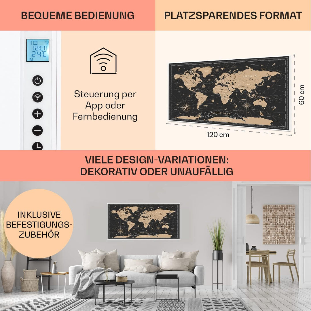 Klarstein Air Art Smart Infrarotheizung, Infrarot Heizung mit IoT/WiFi App-Steuerung, Erkennung Offe
