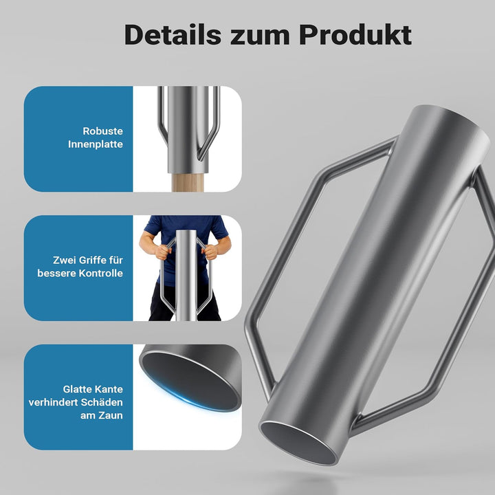 Wiltec Handramme Ø14 cm Zaunpfahlramme mit Handgriffe, Pfahlramme aus Stahl, Pfostenramme für Zaunba